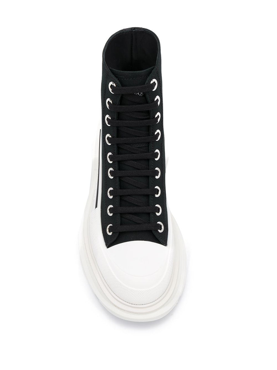 Alexander McQueen Tread Slick Boots For Women With Lace Up Ankle Silhouette And Bold Platform Rubber Sole