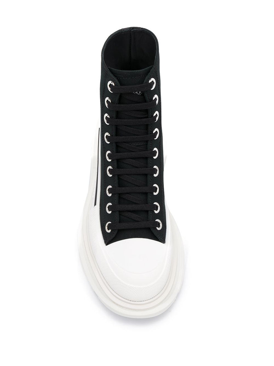 Alexander McQueen Tread Slick Boots For Women With Lace Up Ankle Silhouette And Bold Platform Rubber Sole