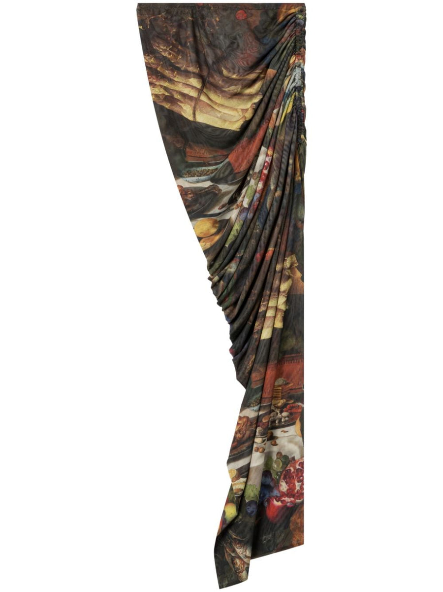 Az Factory By Ester Manas Multicolor Fruit Print Side Slit Midi Skirt For Women Everywhere