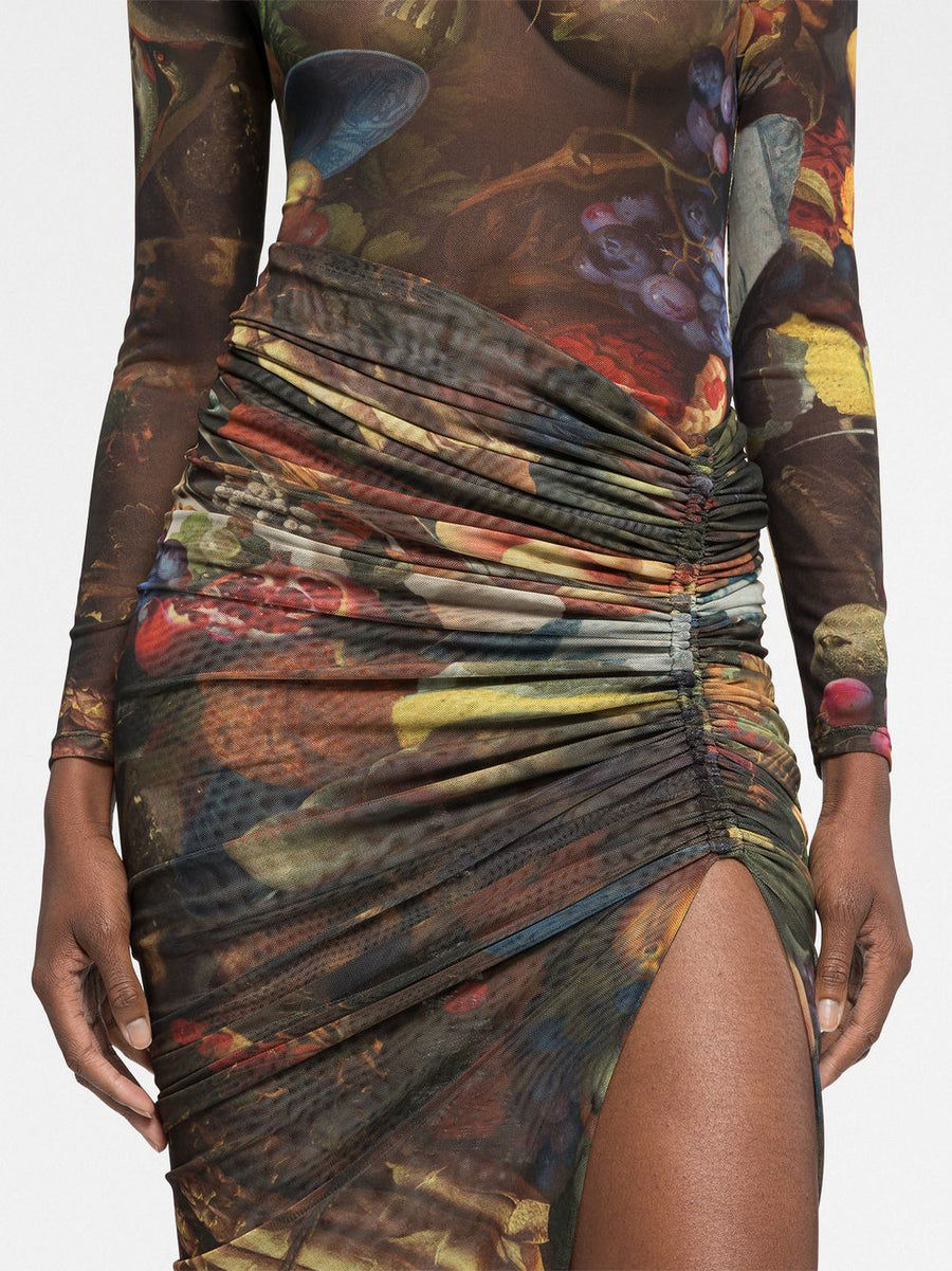 Az Factory By Ester Manas Multicolor Fruit Print Side Slit Midi Skirt For Women Everywhere