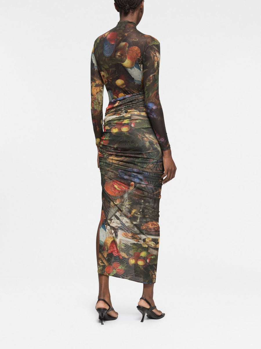 Az Factory By Ester Manas Multicolor Fruit Print Side Slit Midi Skirt For Women Everywhere