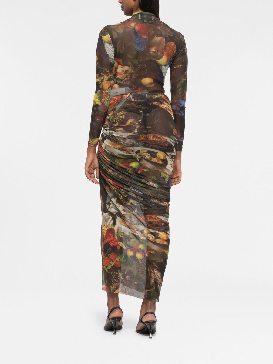 Az Factory By Ester Manas Multicolor Fruit Print Side Slit Midi Skirt For Women Everywhere