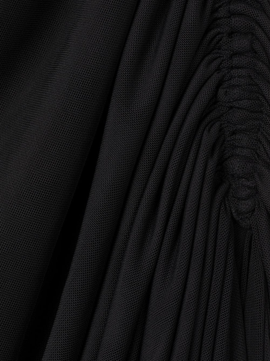 Az Factory By Ester Manas Side Slit Long Skirt High Waist Ruched Silhouette For Women Luxury Black