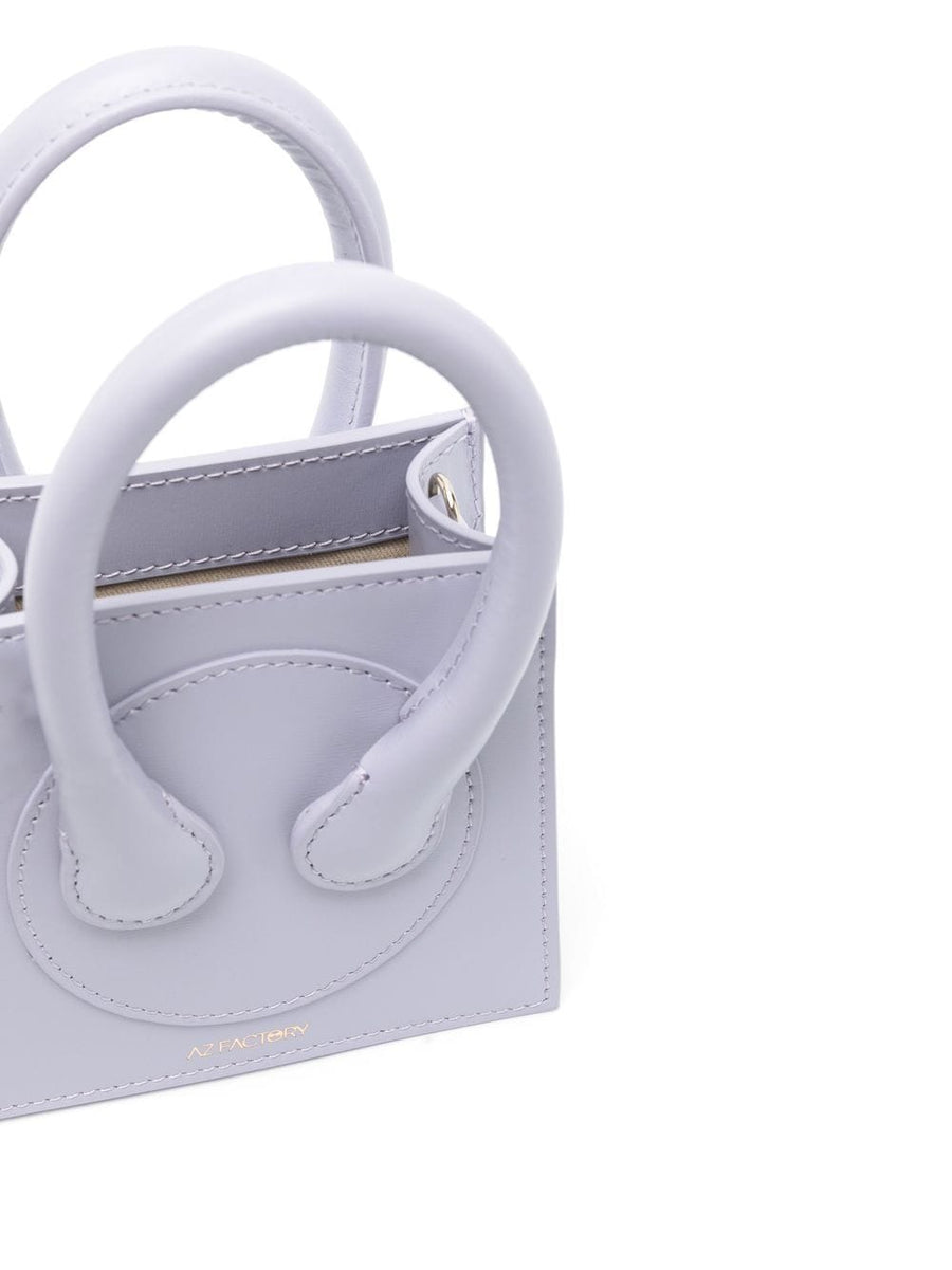 Az Factory By Ester Manas Cake Mini Tote Bag Lilac Calf Leather For Women With Detachable Strap And Circular Handles