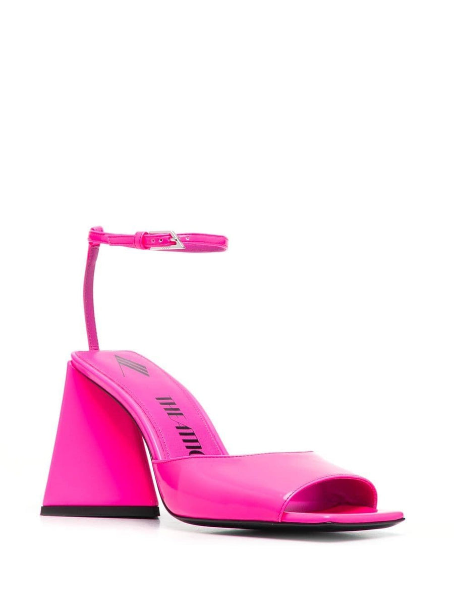 The Attico Piper Sandal Bold Sculpted Heel Fuchsia Buckle Strap For Women Resort Ready Luxury