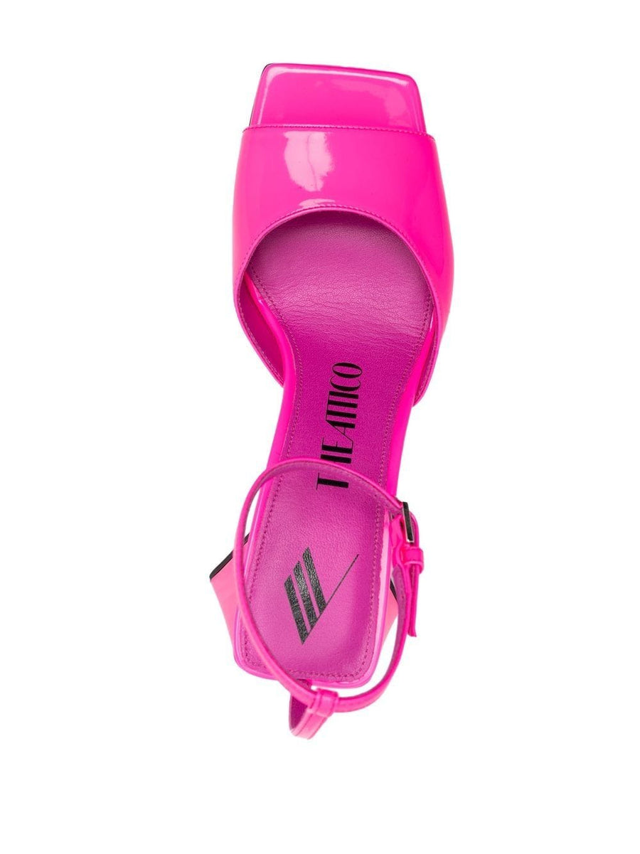 The Attico Piper Sandal Bold Sculpted Heel Fuchsia Buckle Strap For Women Resort Ready Luxury