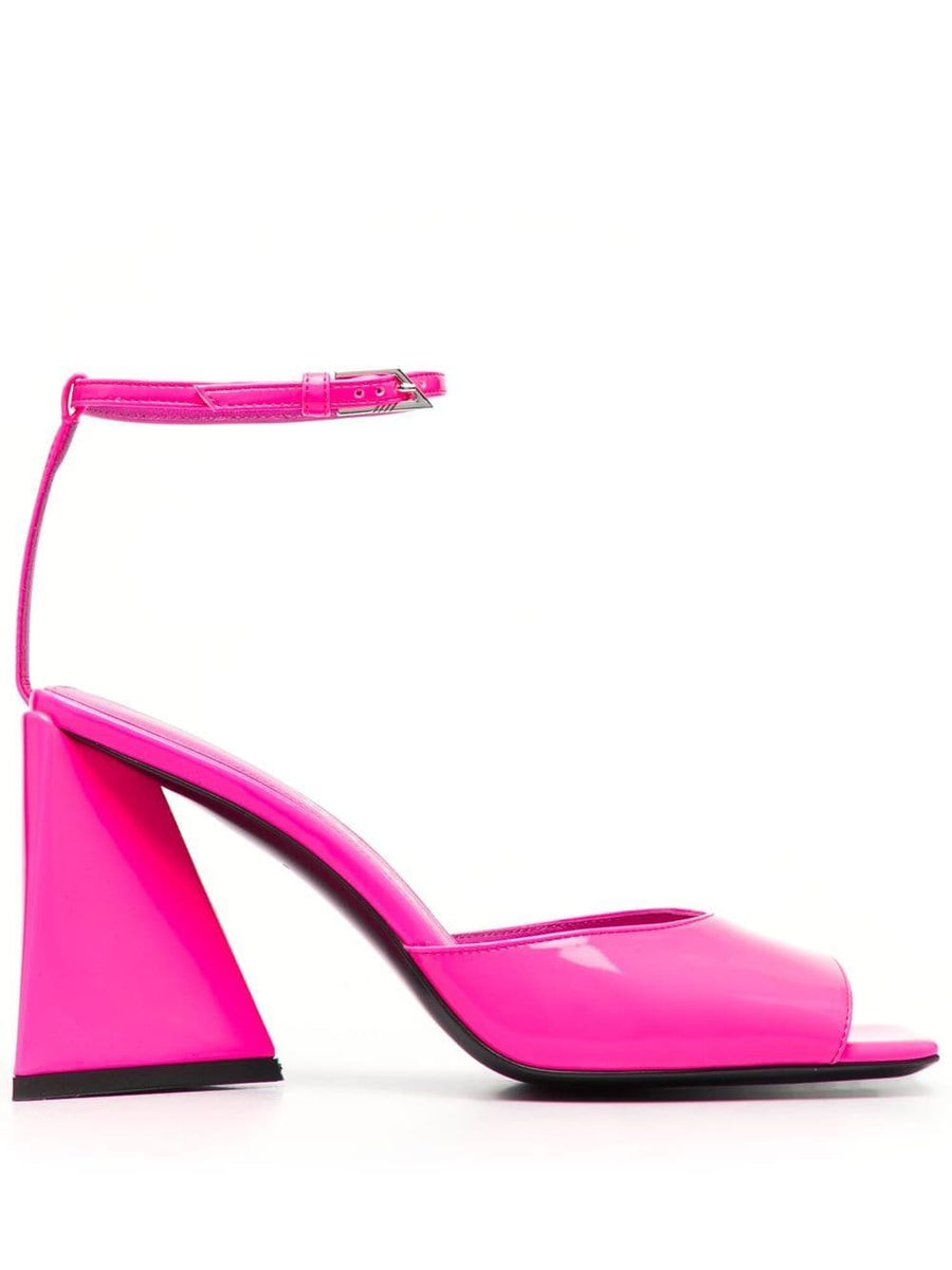 The Attico Piper Sandal Bold Sculpted Heel Fuchsia Buckle Strap For Women Resort Ready Luxury