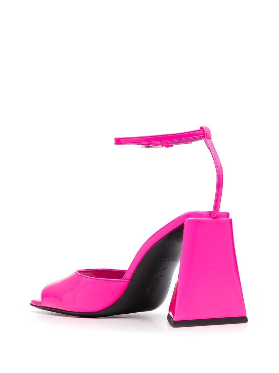 The Attico Piper Sandal Bold Sculpted Heel Fuchsia Buckle Strap For Women Resort Ready Luxury