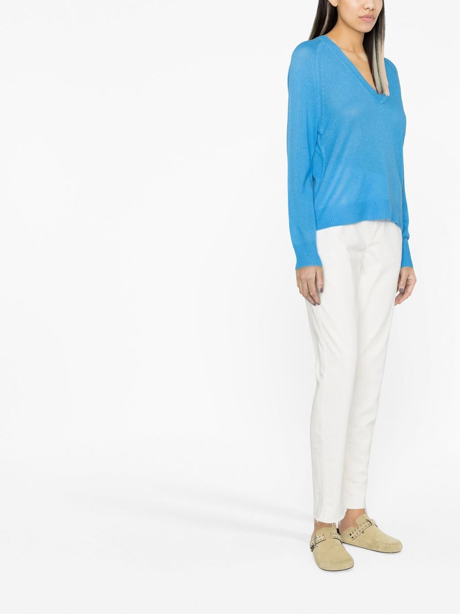 Cashmere Sweater For Women By 360 Cashmere PRE V Neck Cobalt Blue Luxurious Warmth
