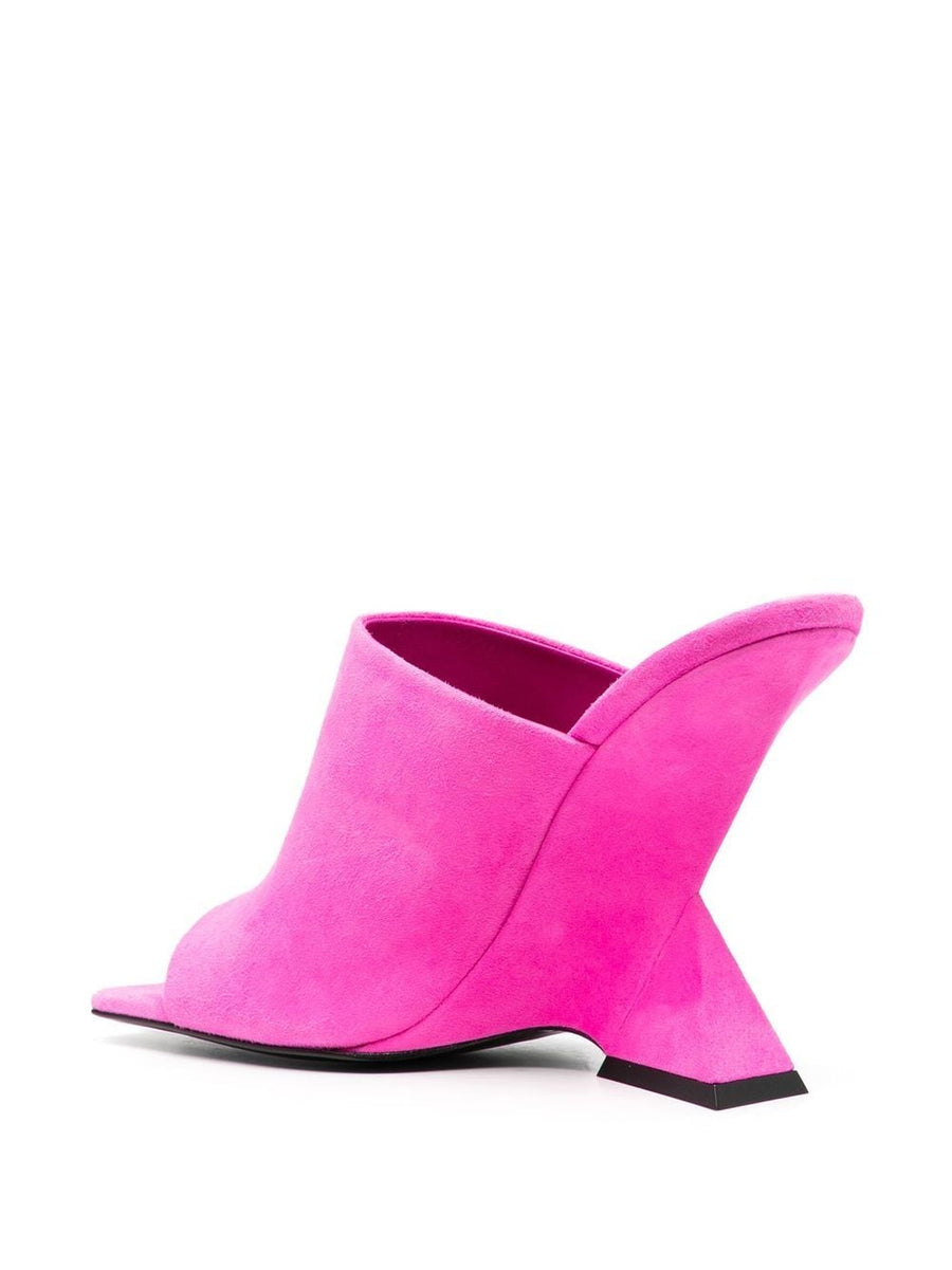 The Attico Cheope 105mm Mules In Fuchsia Calf Leather Square Toe Slip On For Women Day To Night Ready