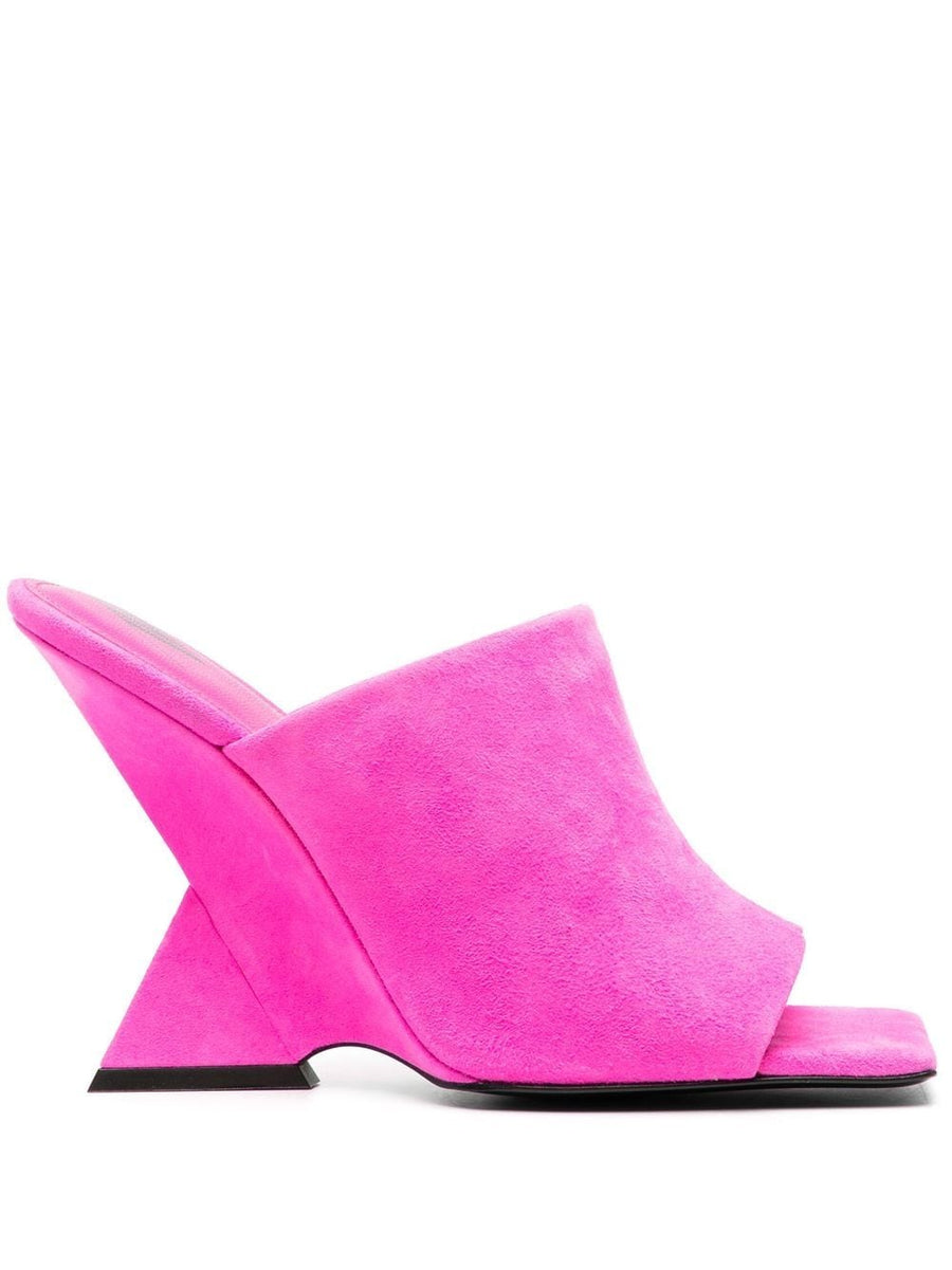 The Attico Cheope 105mm Mules In Fuchsia Calf Leather Square Toe Slip On For Women Day To Night Ready