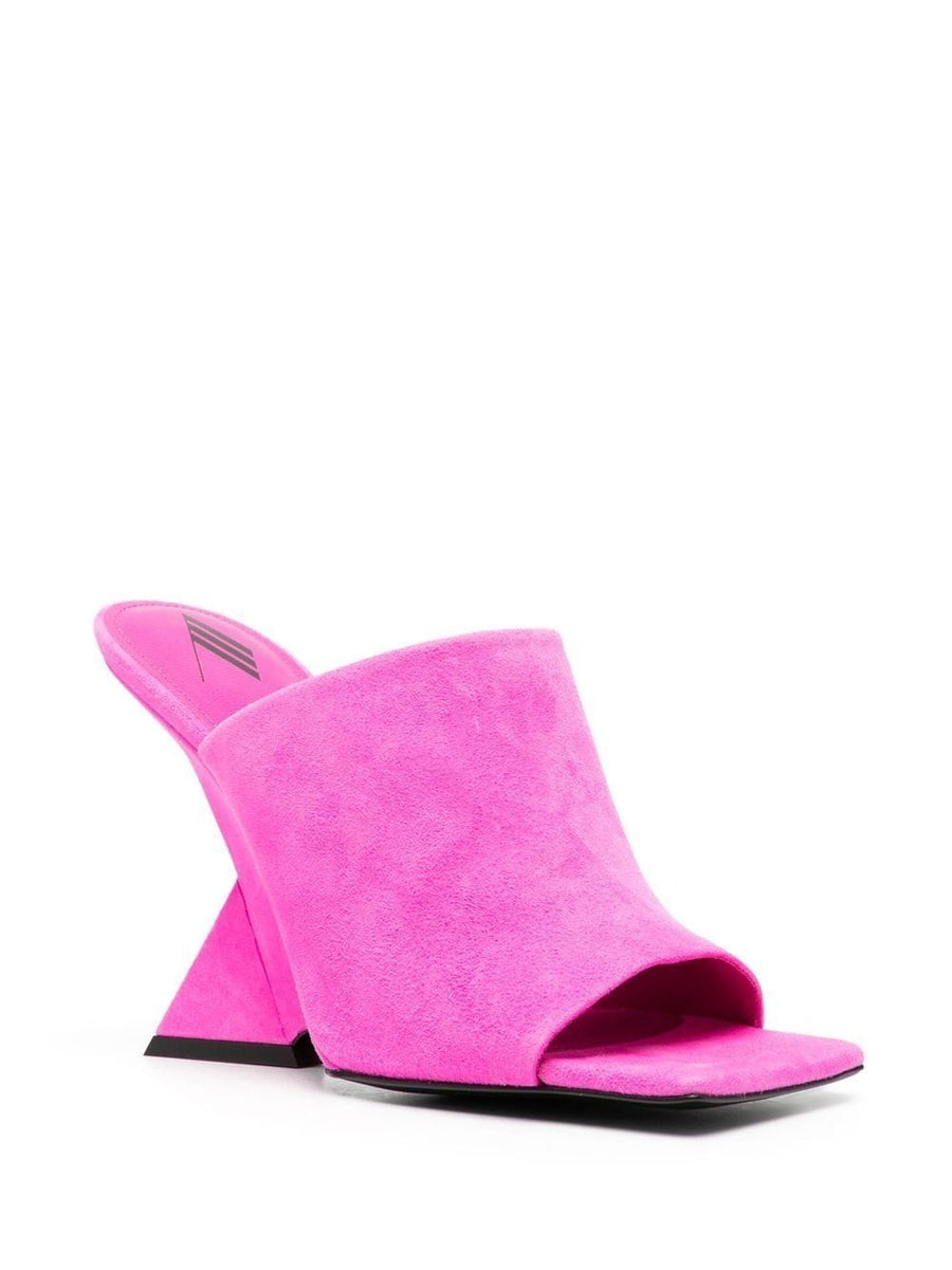 The Attico Cheope 105mm Mules In Fuchsia Calf Leather Square Toe Slip On For Women Day To Night Ready