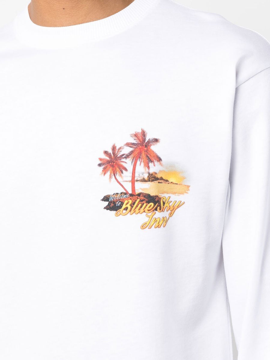 Blue Sky Inn Logo Long Sleeve T Shirt For Men Cotton 100 White Versatile Layering Essential