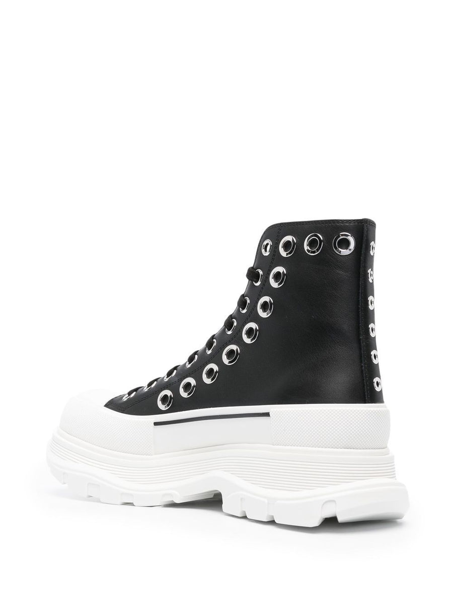 Alexander McQueen Tread Slick Ankle Boots For Men With Premium Calf Leather And Chunky Rubber Sole