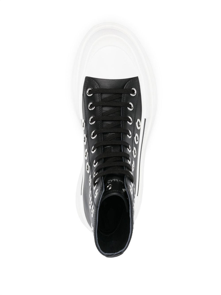 Alexander McQueen Tread Slick Ankle Boots For Men With Premium Calf Leather And Chunky Rubber Sole