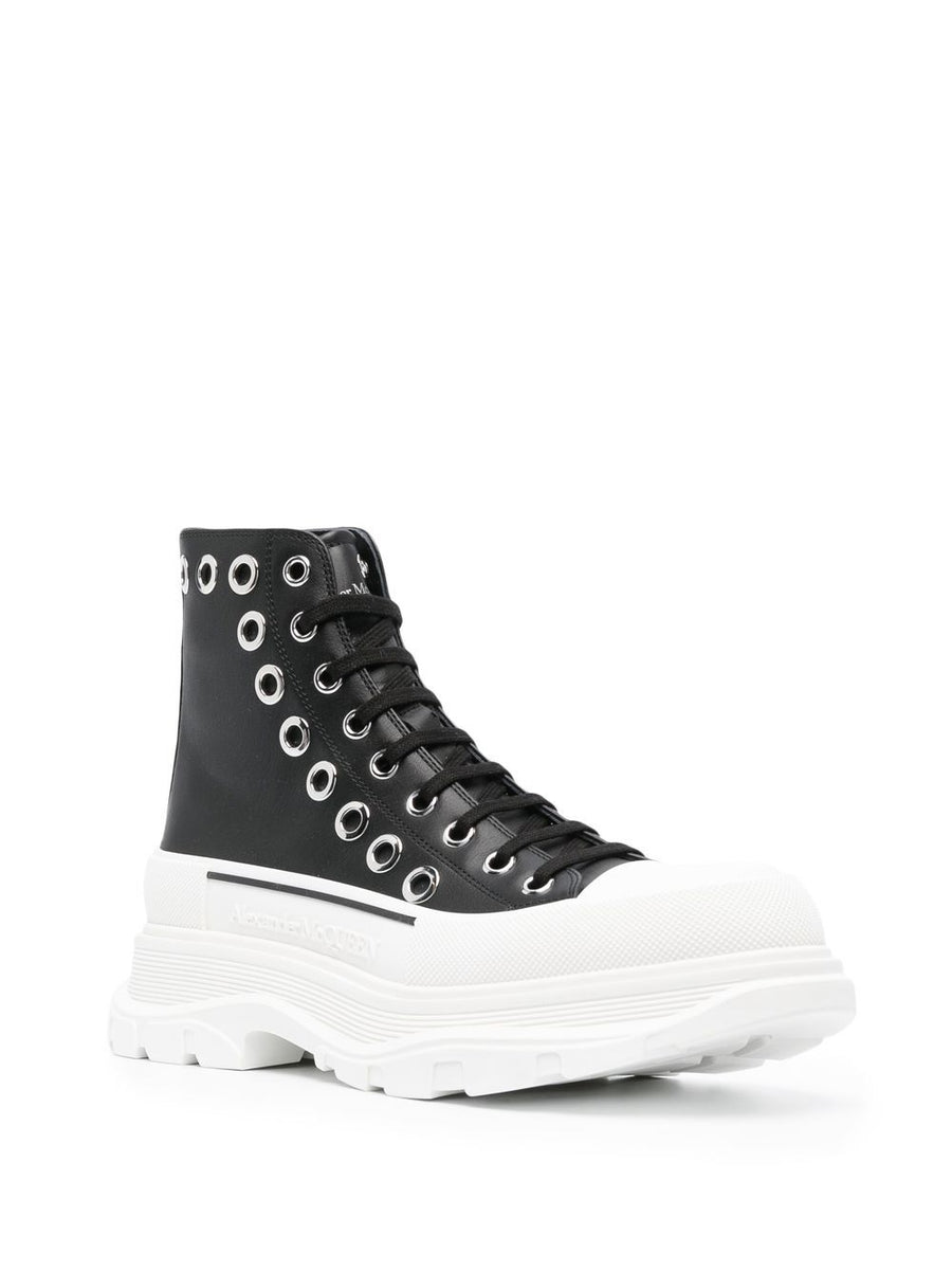 Alexander McQueen Tread Slick Ankle Boots For Men With Premium Calf Leather And Chunky Rubber Sole