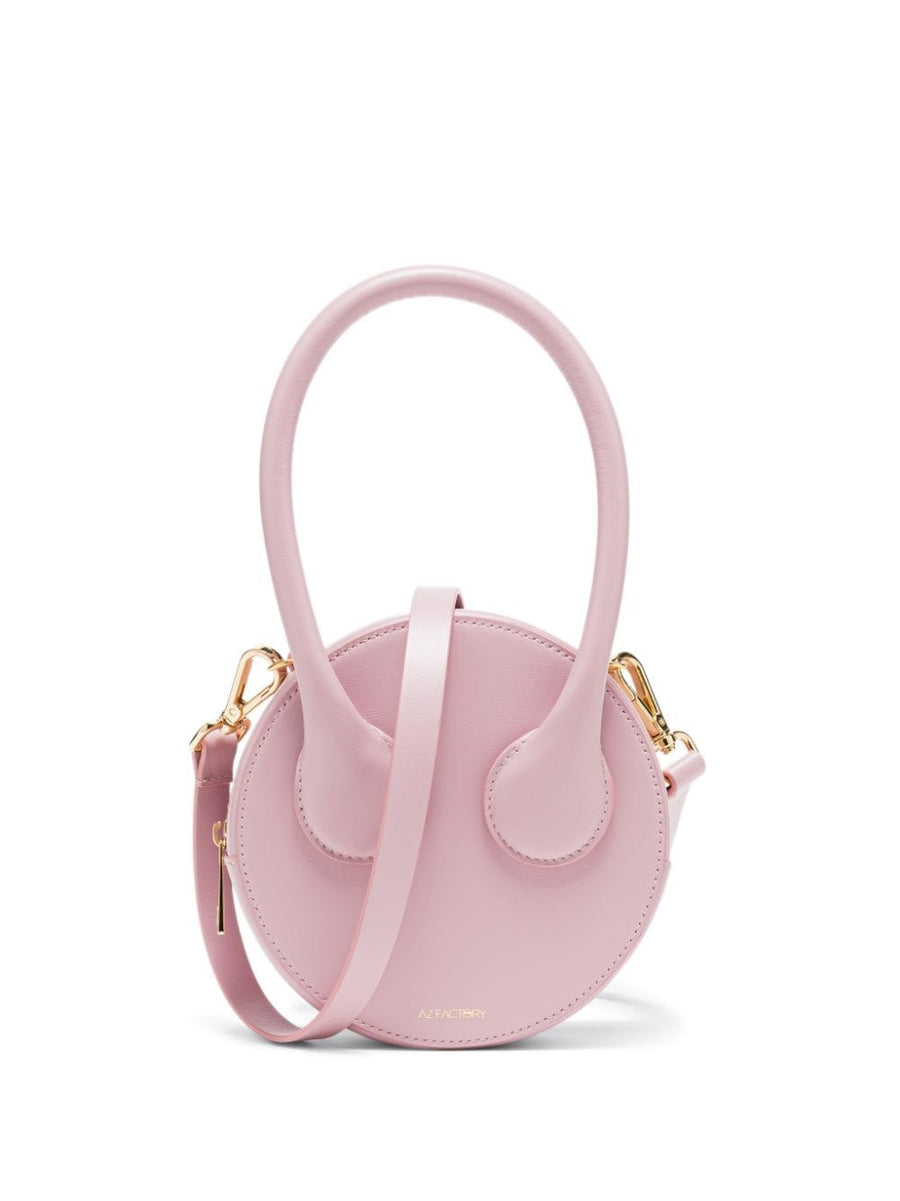 Az Factory By Ester Manas Round Cake Tote Bag Luxury Pink Calfskin With Top Handle And Zip For Women