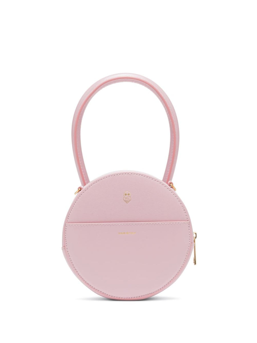 Az Factory By Ester Manas Round Cake Tote Bag Luxury Pink Calfskin With Top Handle And Zip For Women