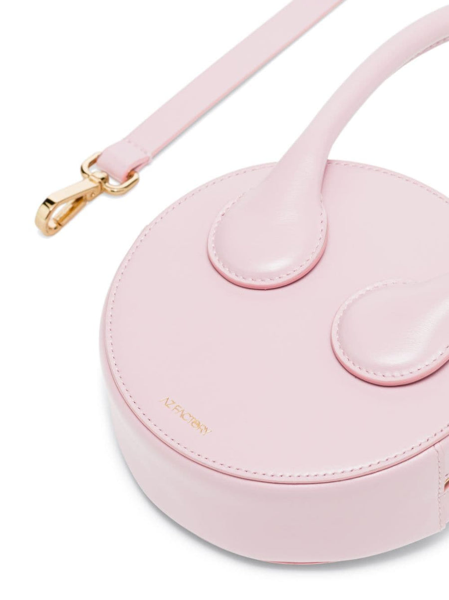 Az Factory By Ester Manas Round Cake Tote Bag Luxury Pink Calfskin With Top Handle And Zip For Women