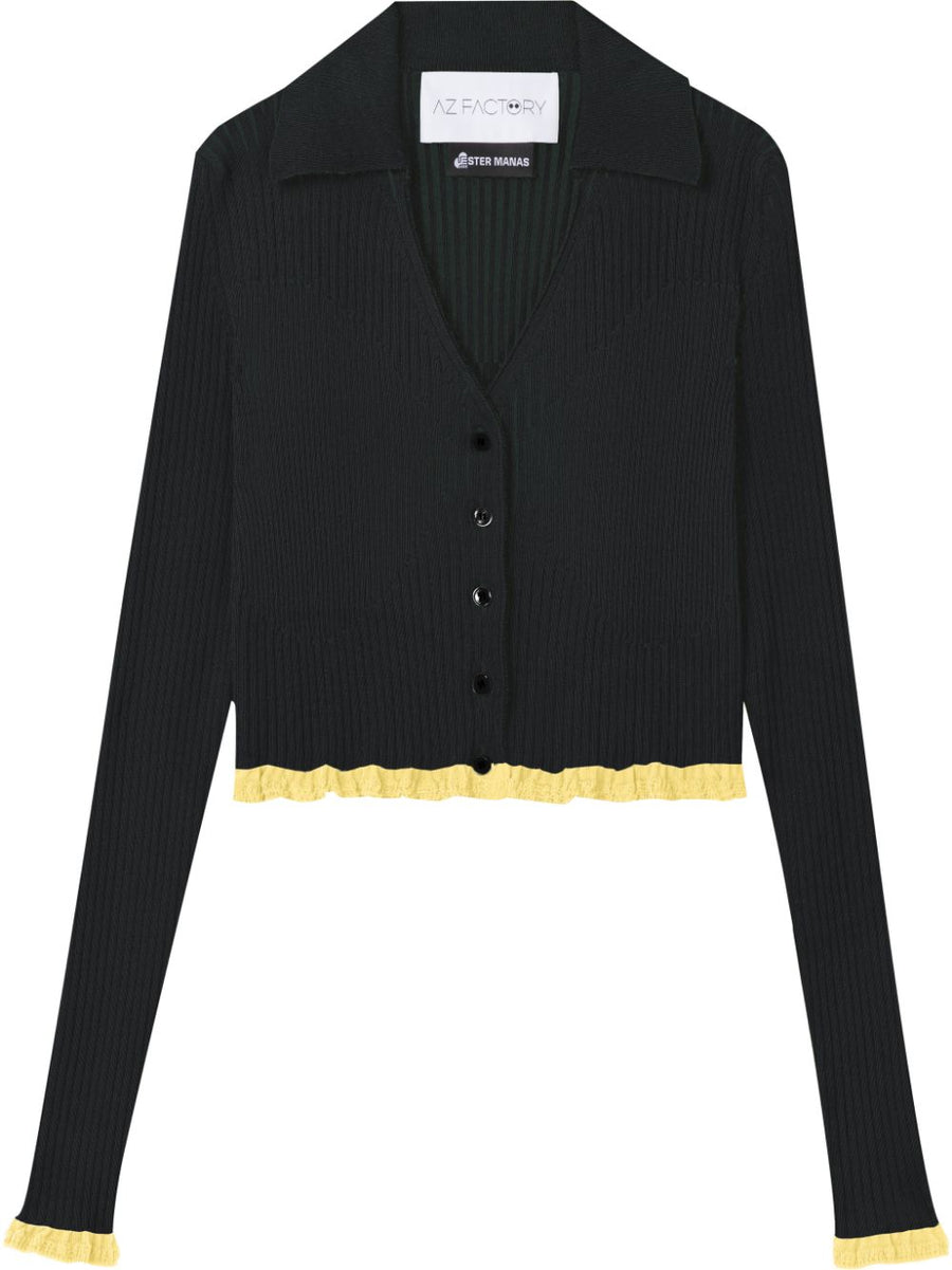 Az Factory By Ester Manas Cropped Ribbed Cardigan Top For Women Versatile Lounge To Luxe Knitwear