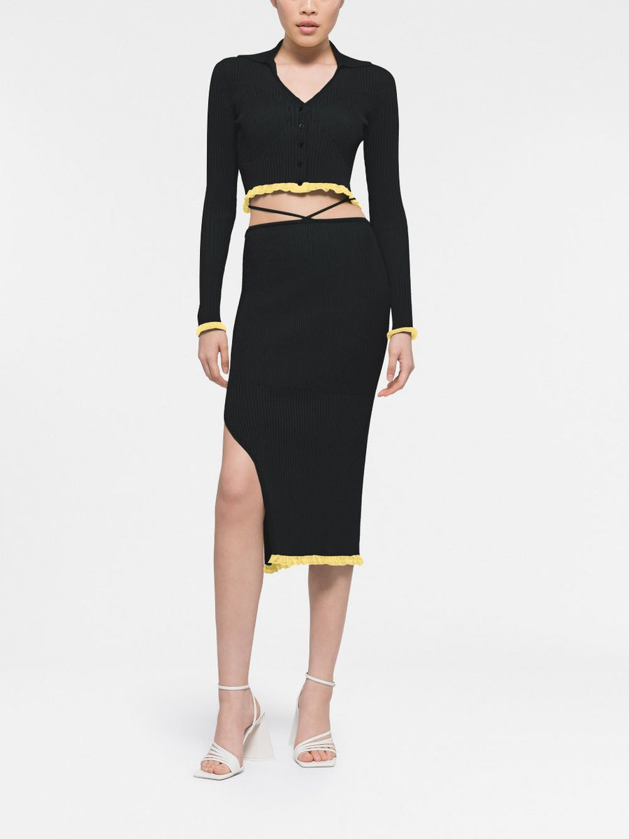 Az Factory By Ester Manas Cropped Ribbed Cardigan Top For Women Versatile Lounge To Luxe Knitwear