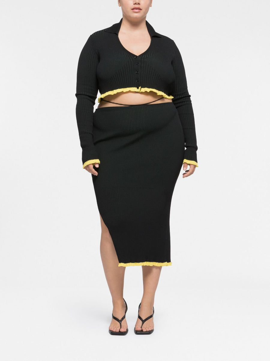 Az Factory By Ester Manas Cropped Ribbed Cardigan Top For Women Versatile Lounge To Luxe Knitwear