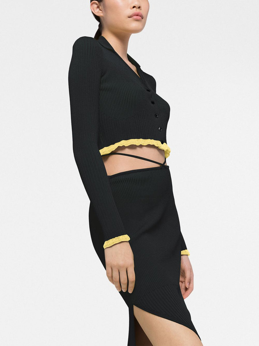 Az Factory By Ester Manas Cropped Ribbed Cardigan Top For Women Versatile Lounge To Luxe Knitwear