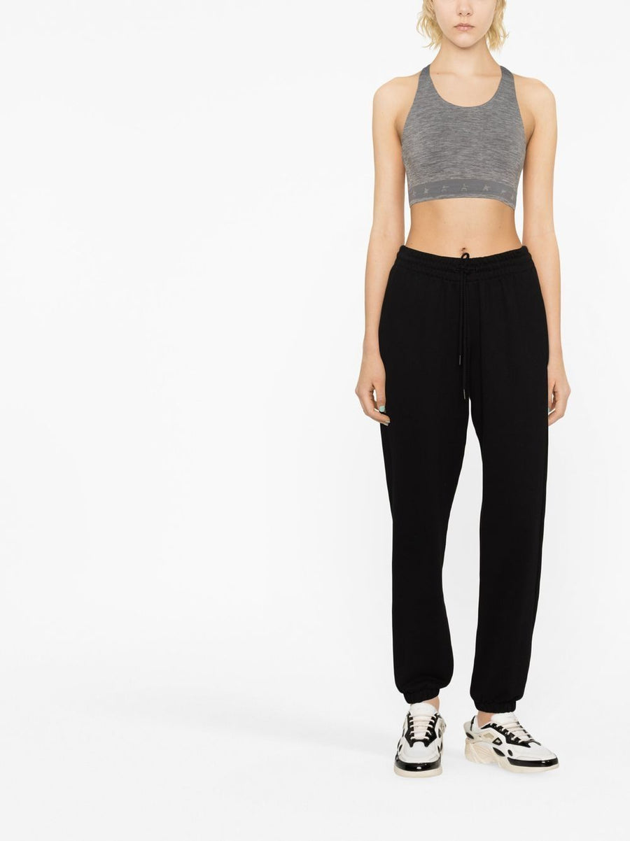 Golden Goose Racerback Top for Women Luxurious Cropped Grey Athleisure Tee With Signature Star Logo