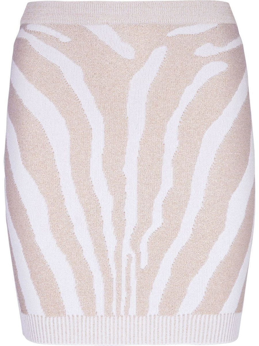 Balmain Bold Zebra Knit Mini Skirt High Waist For Women