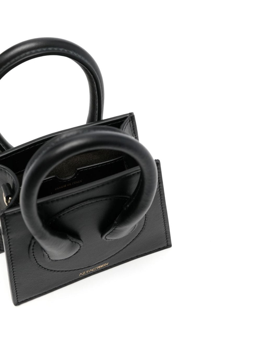 Az Factory By Ester Manas Cake Tote Bag For Women Black Calf Leather Compact City Carry