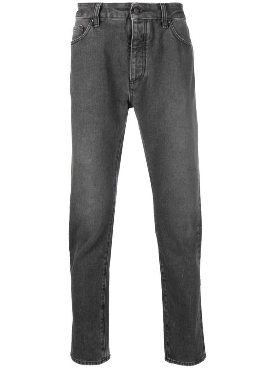 Palm Angels Curved Logo Denim Jeans For Men Premium Urban Straight Leg Mid Rise Signature Look