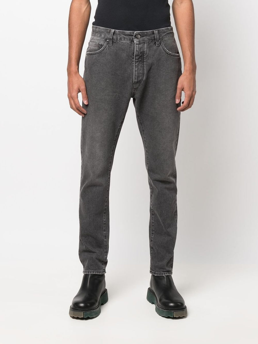 Palm Angels Curved Logo Denim Jeans For Men Premium Urban Straight Leg Mid Rise Signature Look