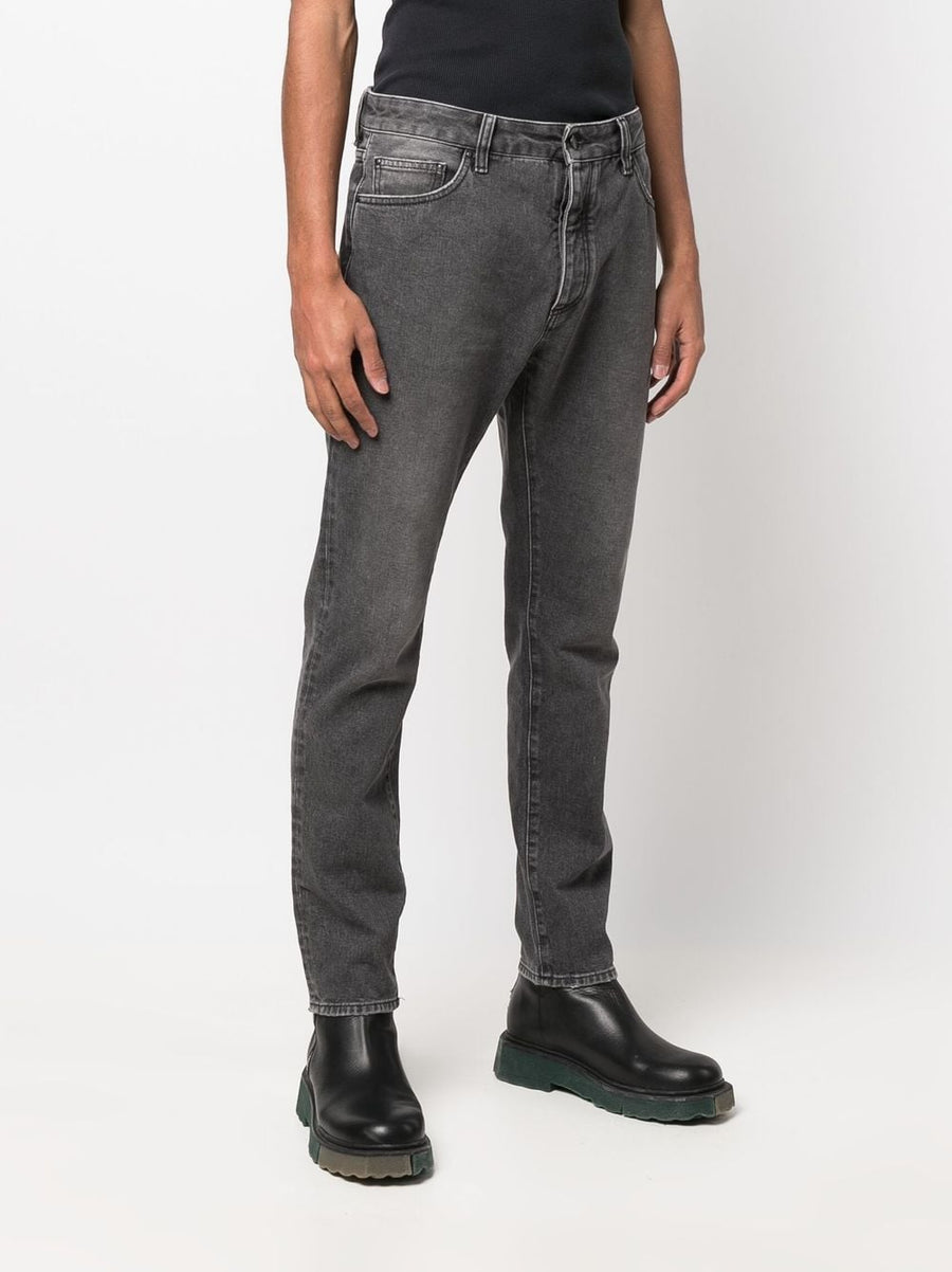Palm Angels Curved Logo Denim Jeans For Men Premium Urban Straight Leg Mid Rise Signature Look