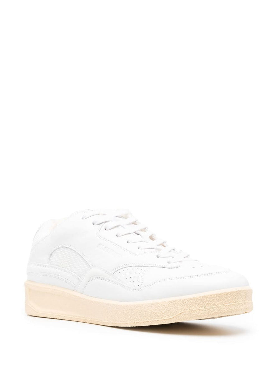 Jil Sander Panelled White Leather Sneakers For Men Minimal Luxury Refined Everyday Comfort