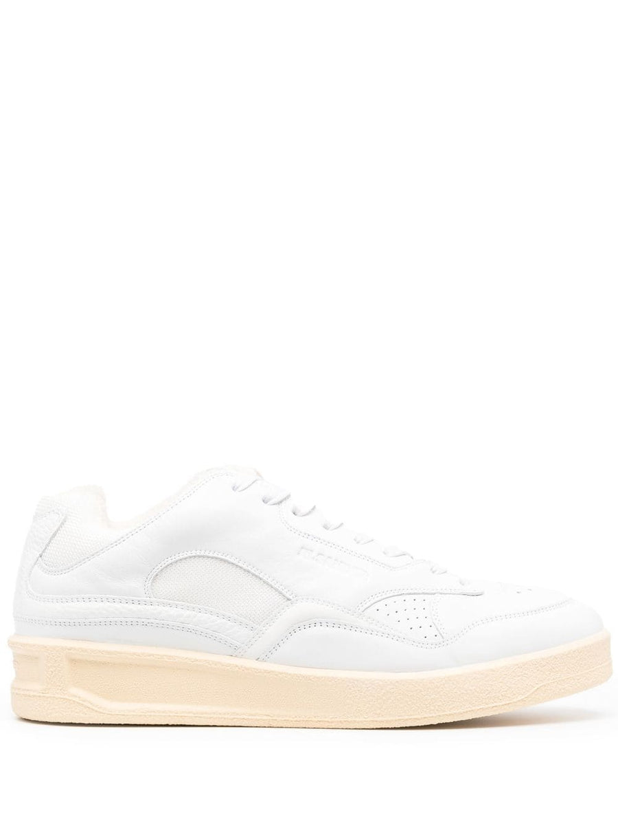Jil Sander Panelled White Leather Sneakers For Men Minimal Luxury Refined Everyday Comfort