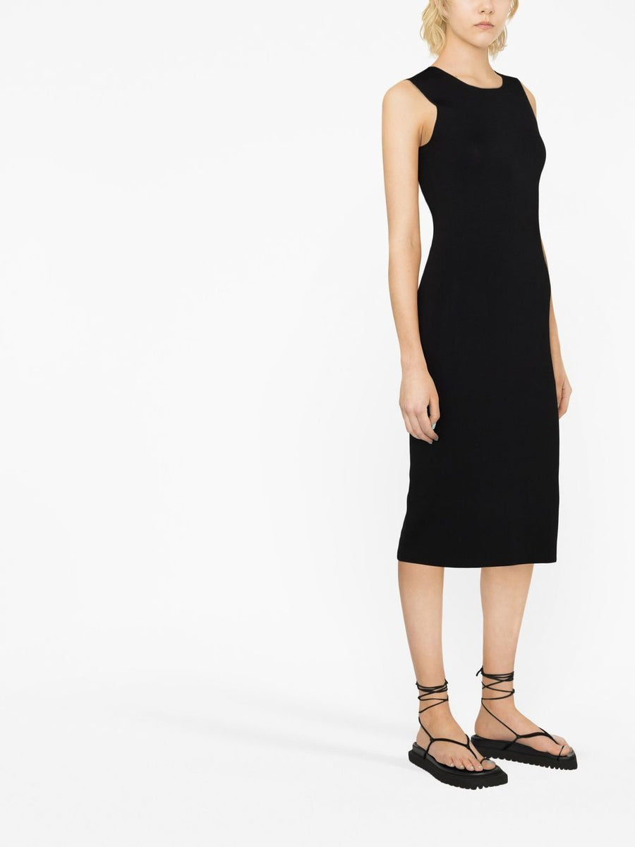 Parosh Knitted Midi Dress Black With Stretch For Women Sleek Contemporary Silhouette
