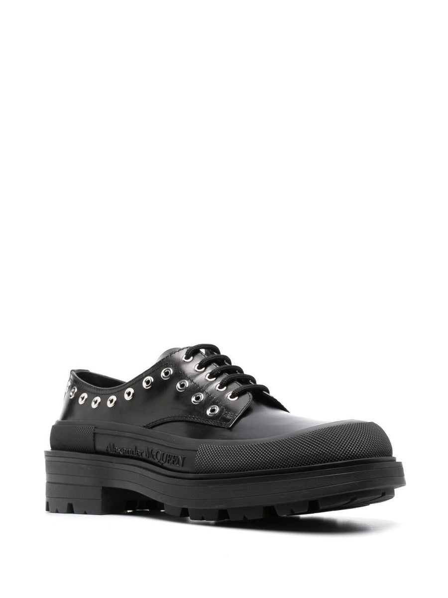 Alexander McQueen Derby Boots For Men With Chunky Sole In Black Calf Leather With Premium Craftsmanship