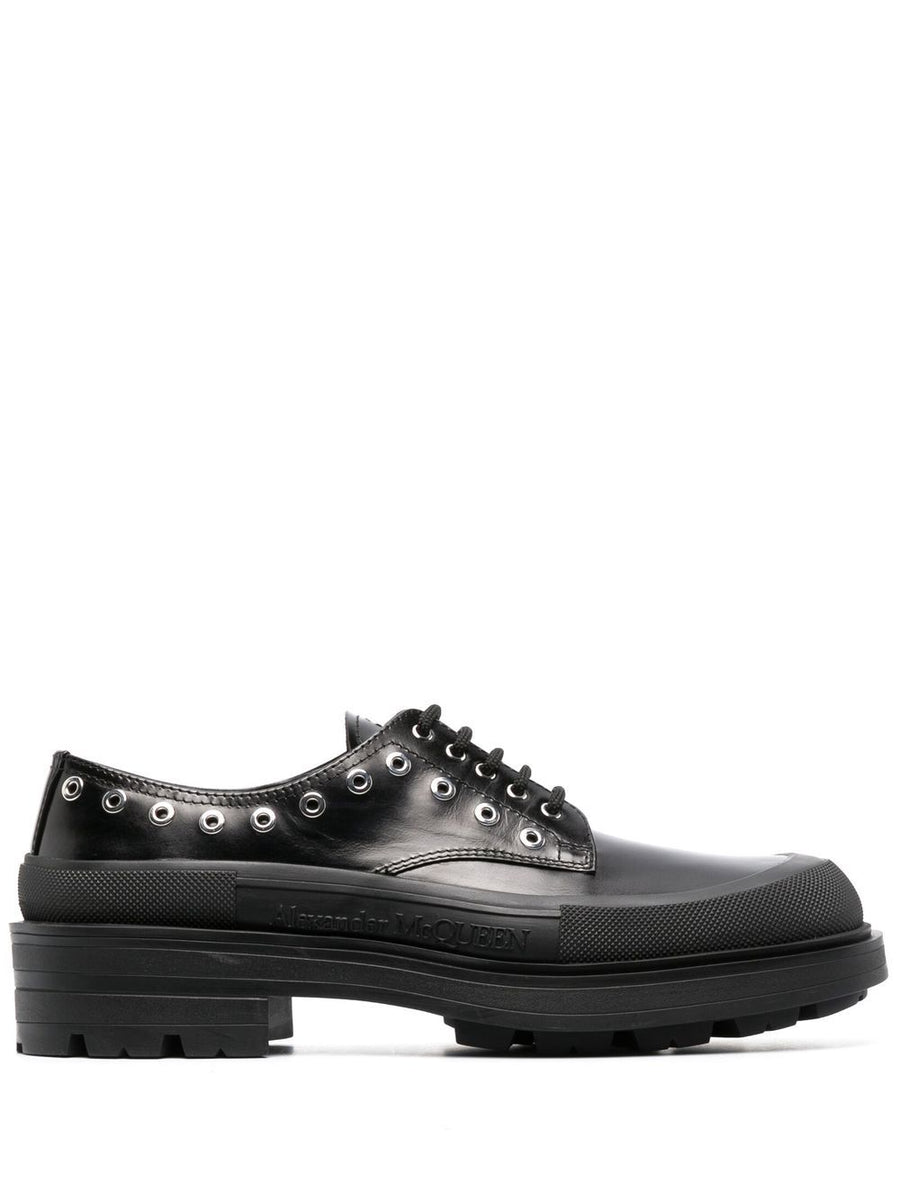 Alexander McQueen Derby Boots For Men With Chunky Sole In Black Calf Leather With Premium Craftsmanship