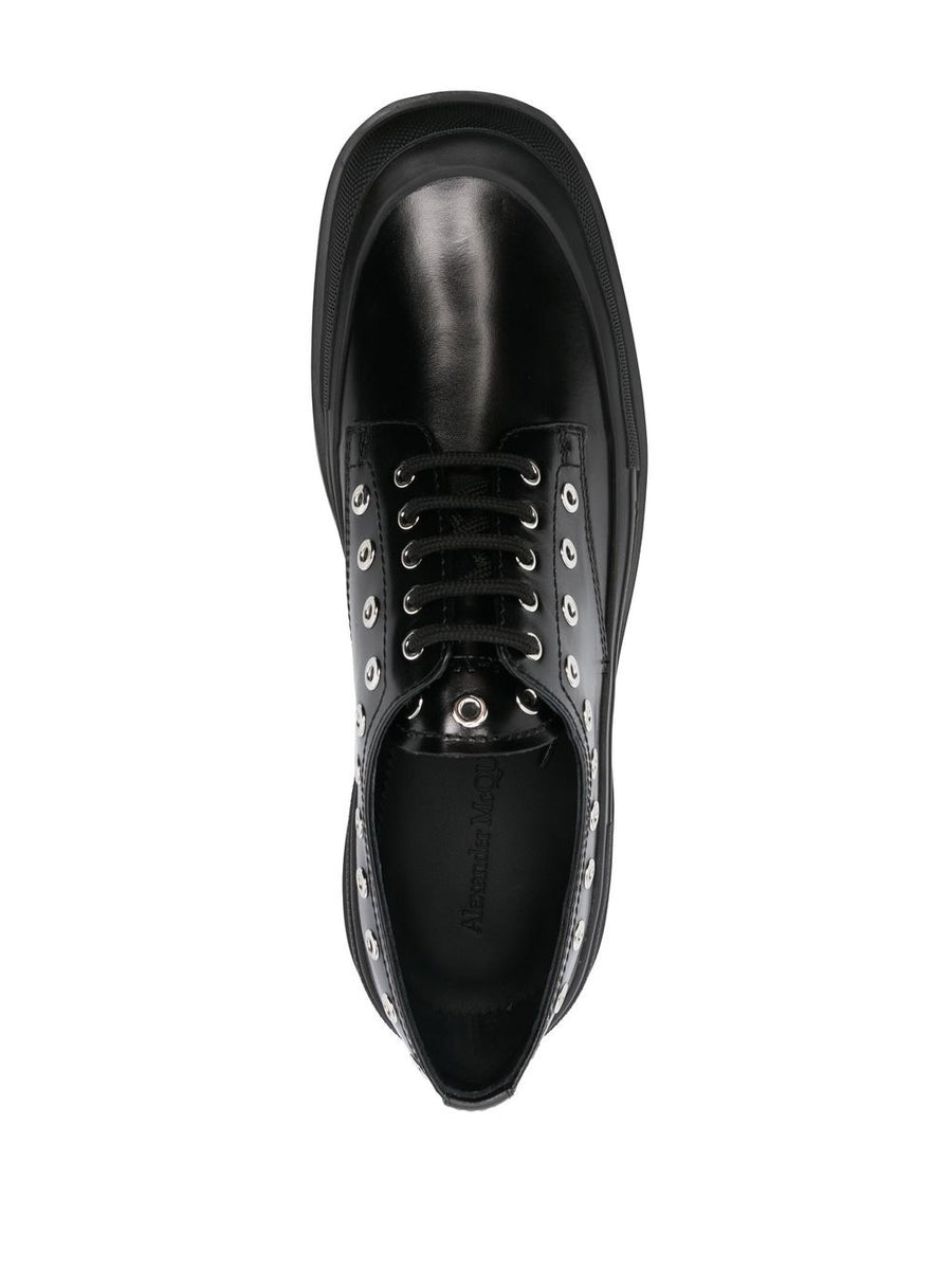 Alexander McQueen Derby Boots For Men With Chunky Sole In Black Calf Leather With Premium Craftsmanship