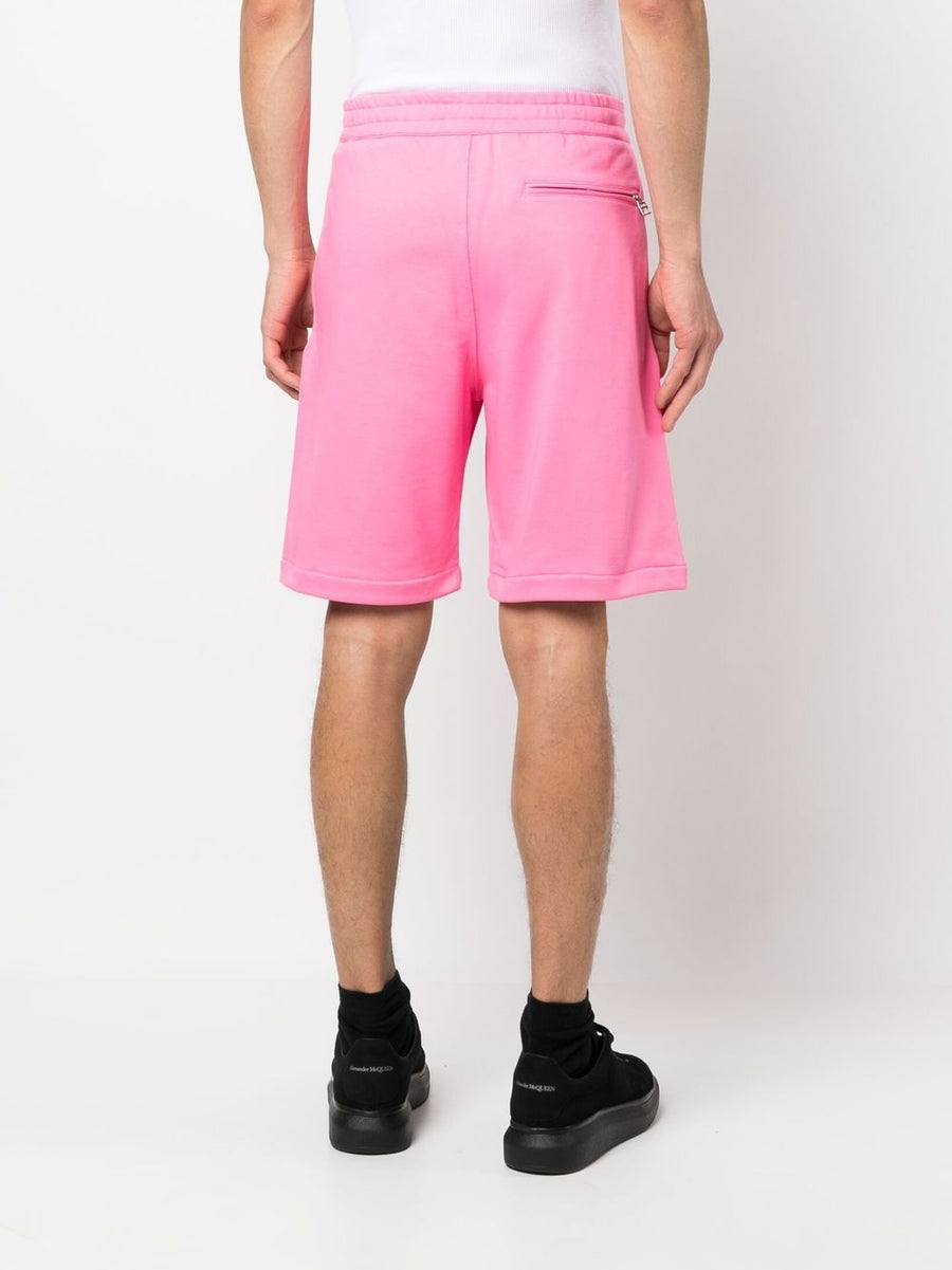 Alexander McQueen Bold Graffiti Print Track Shorts For Men Elastic Waistband 100 Percent Cotton