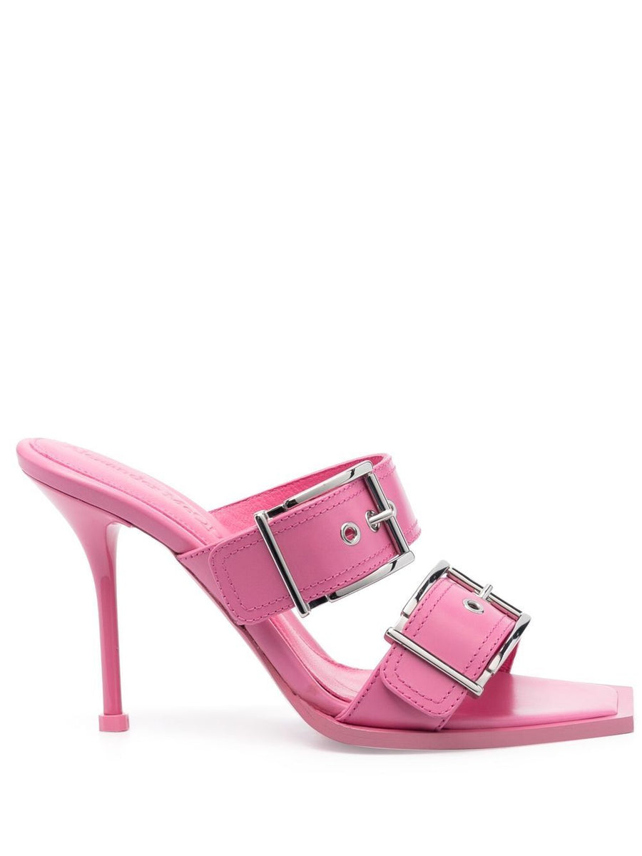 Alexander McQueen Rose Pink Buckle Detail Sandals Calf Leather For Women Luxury Edition
