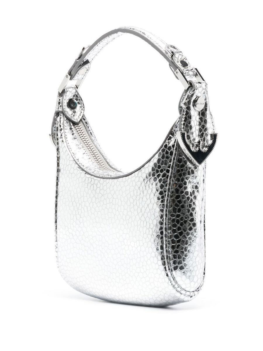 Cosmo Metallic Top Handle Bag By Far Pre Goatskin Silver Compact Day To Evening For Women