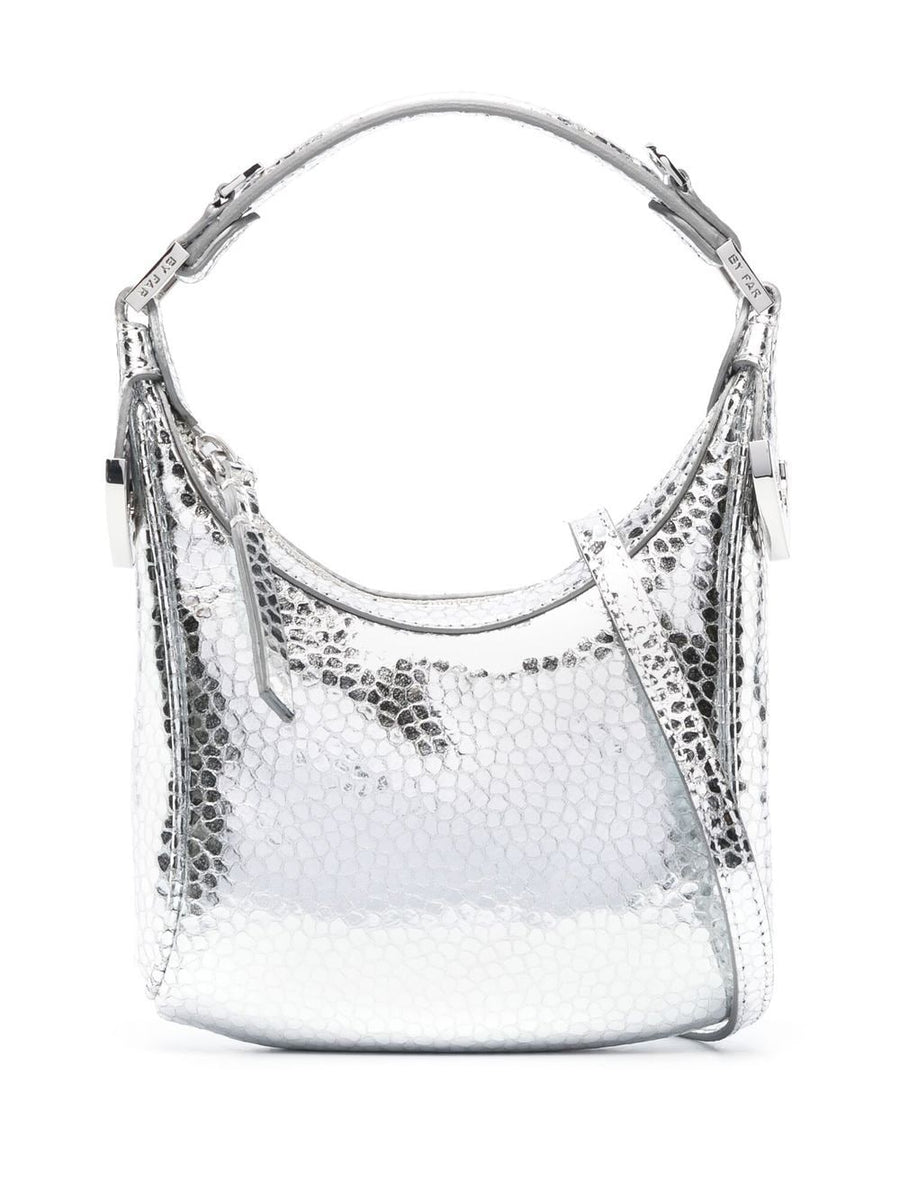 Cosmo Metallic Top Handle Bag By Far Pre Goatskin Silver Compact Day To Evening For Women