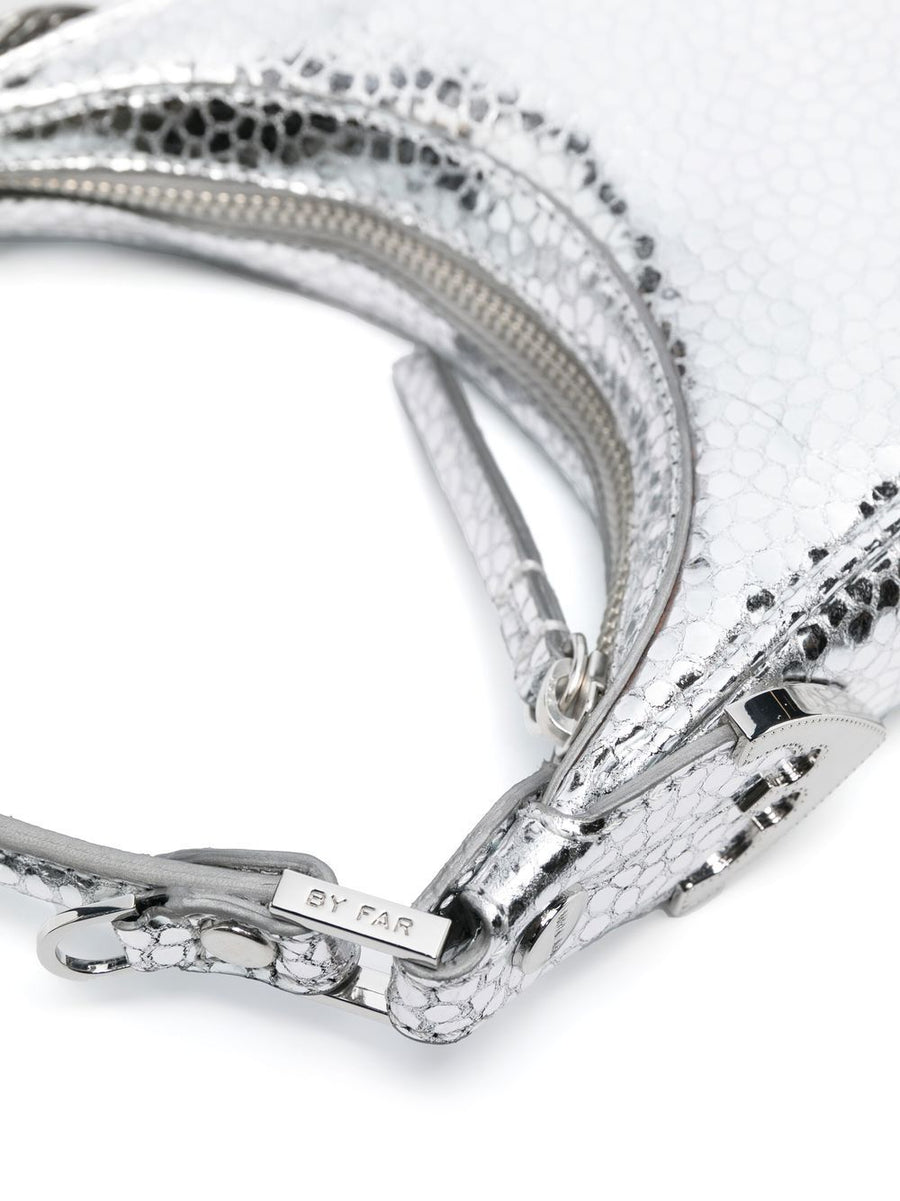 Cosmo Metallic Top Handle Bag By Far Pre Goatskin Silver Compact Day To Evening For Women