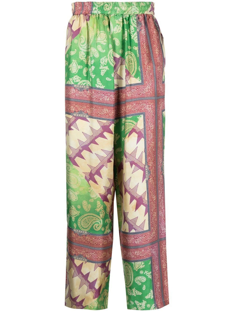 Aries Printed Silk Trousers For Men Wide Leg Comfort
