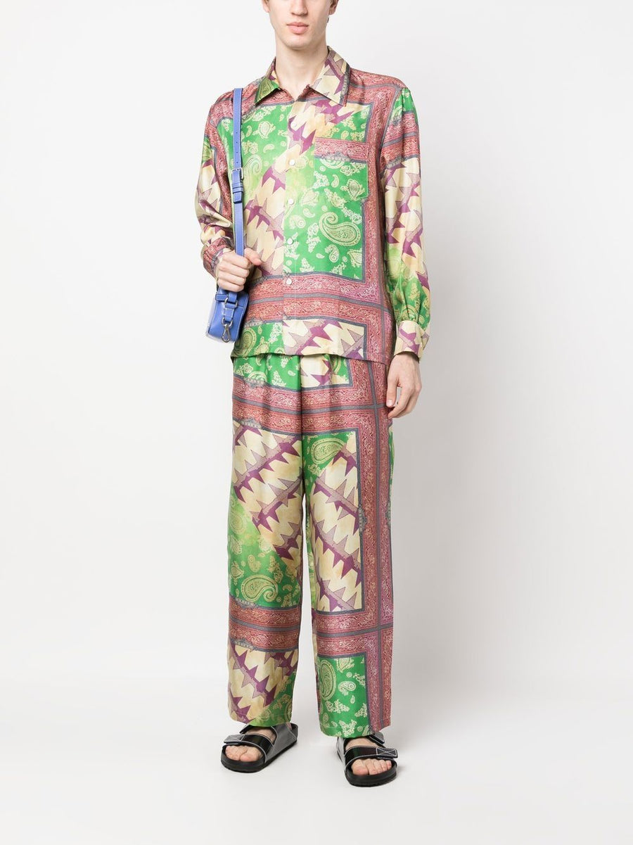 Aries Printed Silk Trousers For Men Wide Leg Comfort