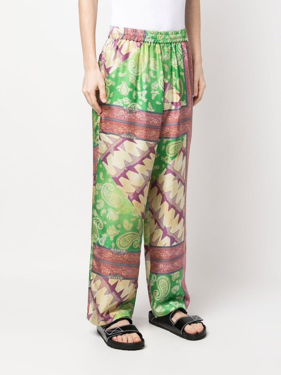 Aries Printed Silk Trousers For Men Wide Leg Comfort