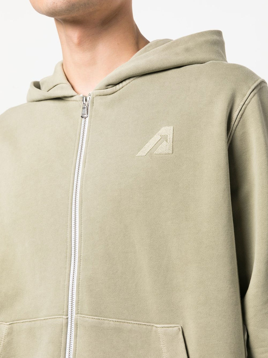 Autry Logo Cotton Hoodie For Men 100 Percent Cotton Comfort Embroidered Chest Logo Versatile Everyday Layering Zip Front