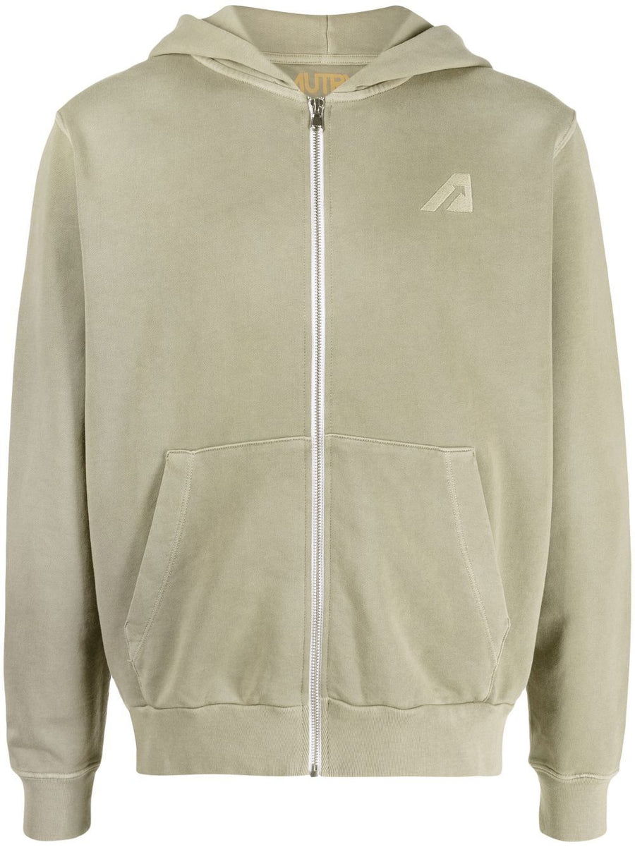 Autry Logo Cotton Hoodie For Men 100 Percent Cotton Comfort Embroidered Chest Logo Versatile Everyday Layering Zip Front