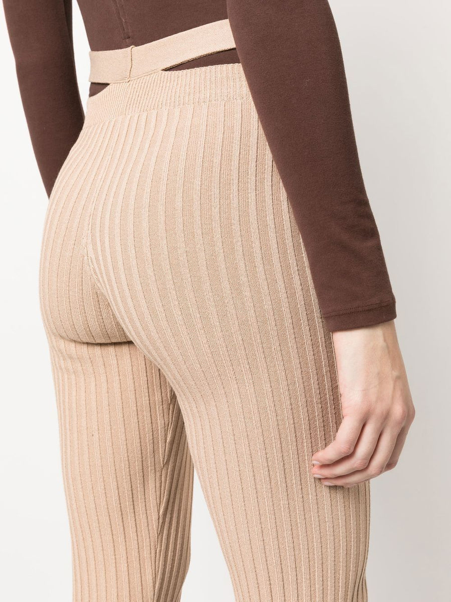 AndreAdamo Printed Cutout Trousers for Women High Waisted Ombre Flared Ribbed Luxury Tailoring